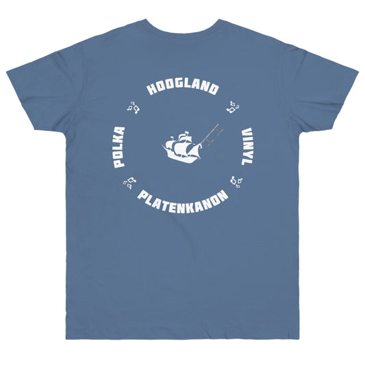 Donderse Platenkanon T-Shirt Blauw Wit Logo Achterkant
