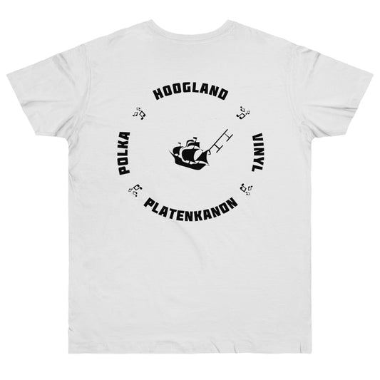 Donderse Platenkanon T-Shirt Wit Zwart Logo Achterkant
