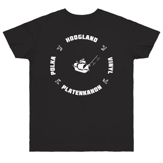 Donderse Platenkanon T-Shirt Zwart Wit Logo Achterkant