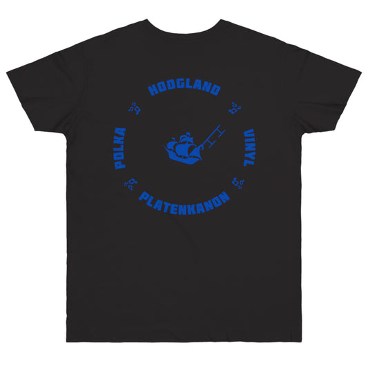 Donderse Platenkanon T-Shirt Zwart Blauw Logo Achterkant